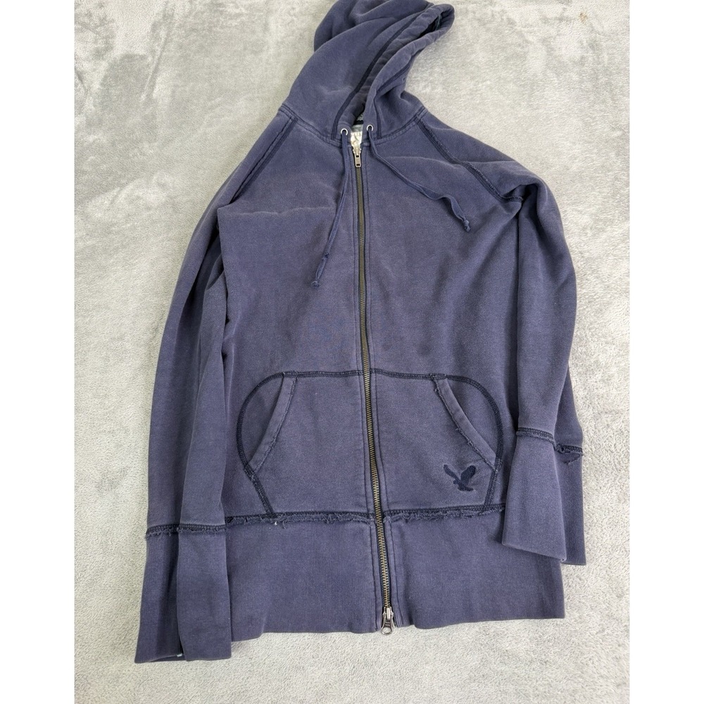 Vintage Y2K American Eagle Full Zip Hoodie Women's Size Medium Blue
